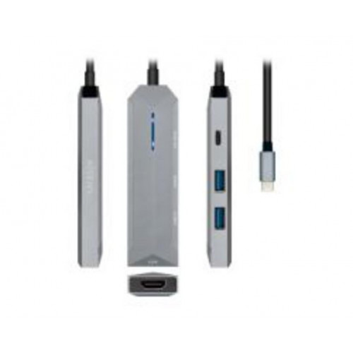 Adaptador AISENS 5en1 USB-C 15cm Gris...