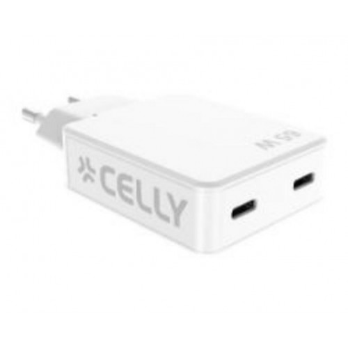 Cargador CELLY GaN 65W 2xUSB-C Blanco...